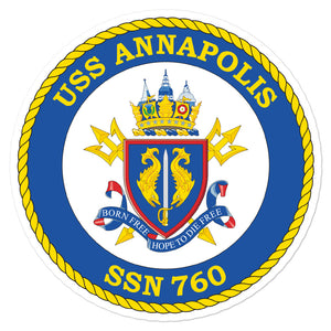 USS Annapolis (SSN-760) Ship's Crest Vinyl Sticker