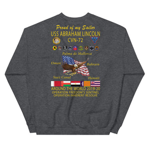 USS Abraham Lincoln (CVN-72) 2019-20 Cruise Sweatshirt - Family