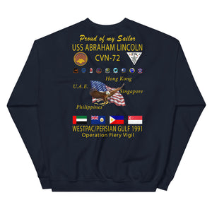 USS Abraham Lincoln (CVN-72) 1991 Cruise Sweatshirt - FAMILY