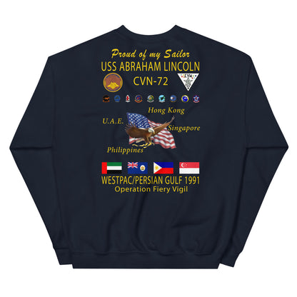 USS Abraham Lincoln (CVN-72) 1991 Cruise Sweatshirt - FAMILY