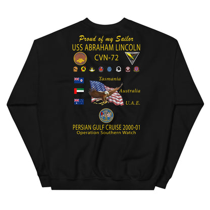 USS Abraham Lincoln (CVN-72) 2000-01 Cruise Sweatshirt - Family