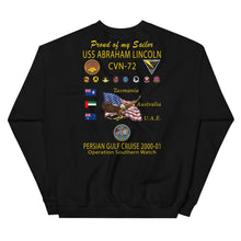 Load image into Gallery viewer, USS Abraham Lincoln (CVN-72) 2000-01 Cruise Sweatshirt - Family