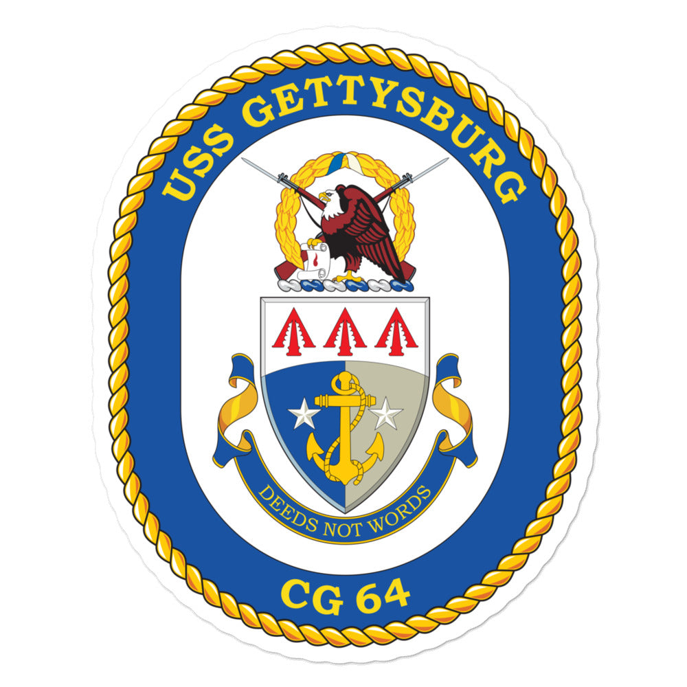 USS Gettysburg (CG-64) Ship's Crest Vinyl Sticker