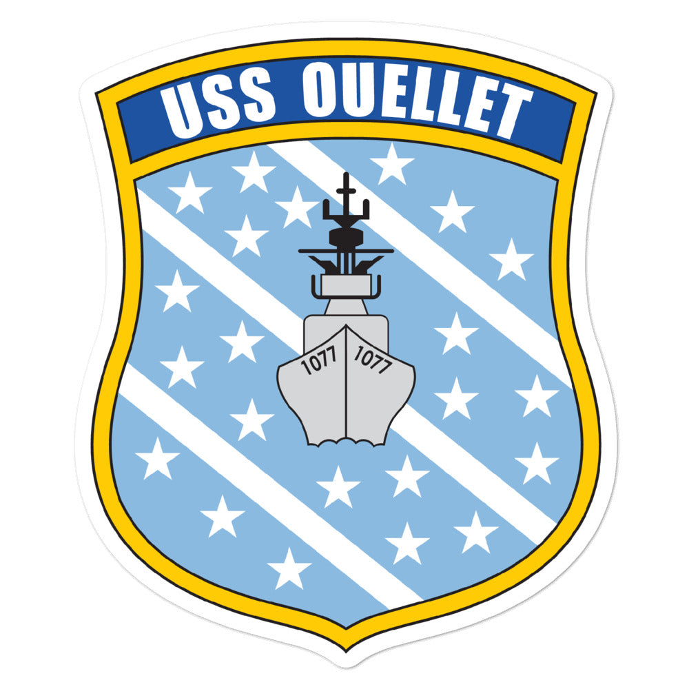 USS Ouellet (FF-1077) Ship's Crest Vinyl Sticker