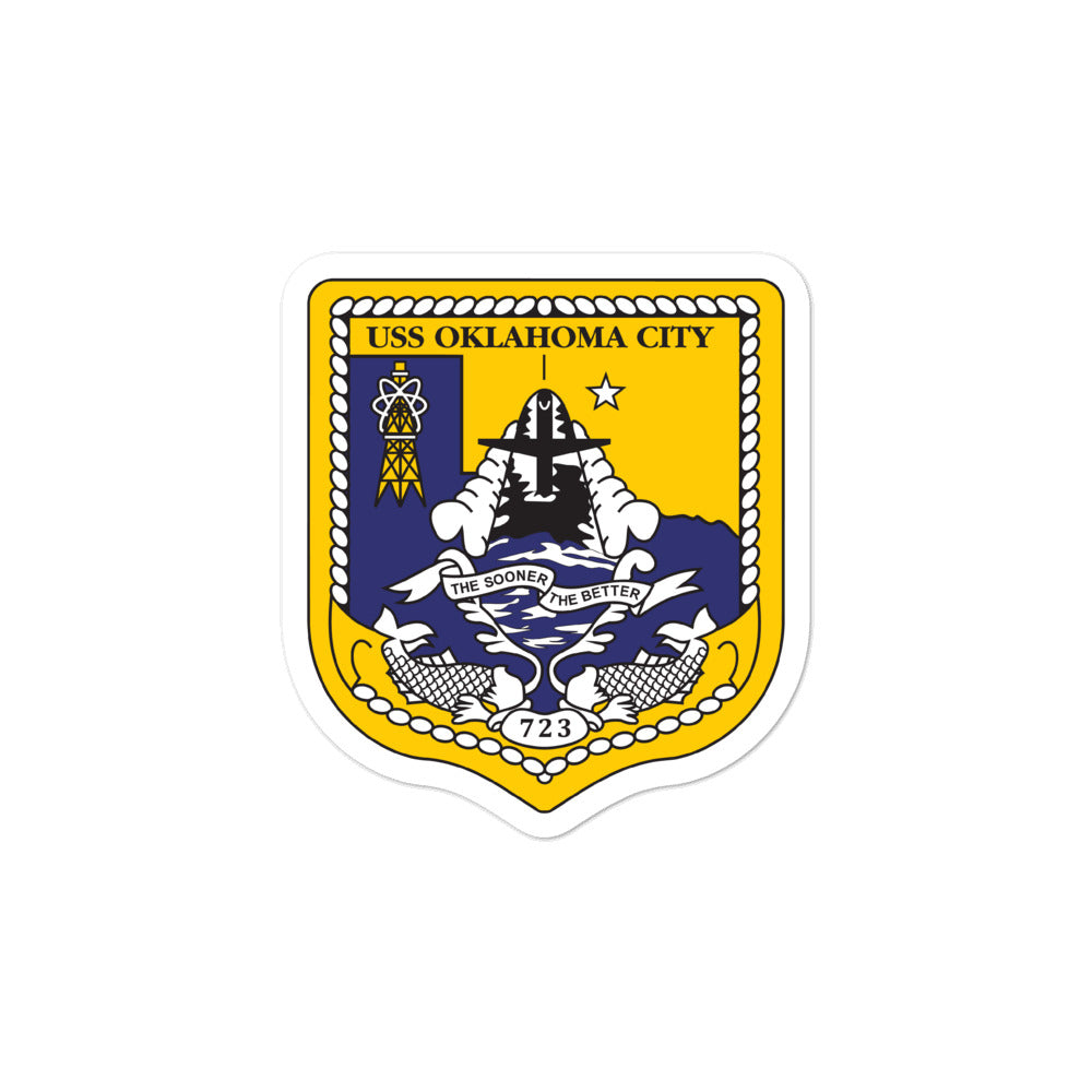 USS Oklahoma City (SSN-723) Ship's Crest Vinyl Sticker