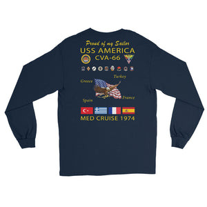 USS America (CVA-66) 1974 Long Sleeve Cruise Shirt - FAMILY
