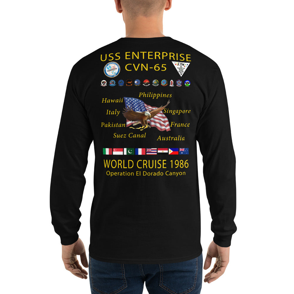 USS Enterprise (CVN-65) 1986 Long Sleeve Cruise Shirt