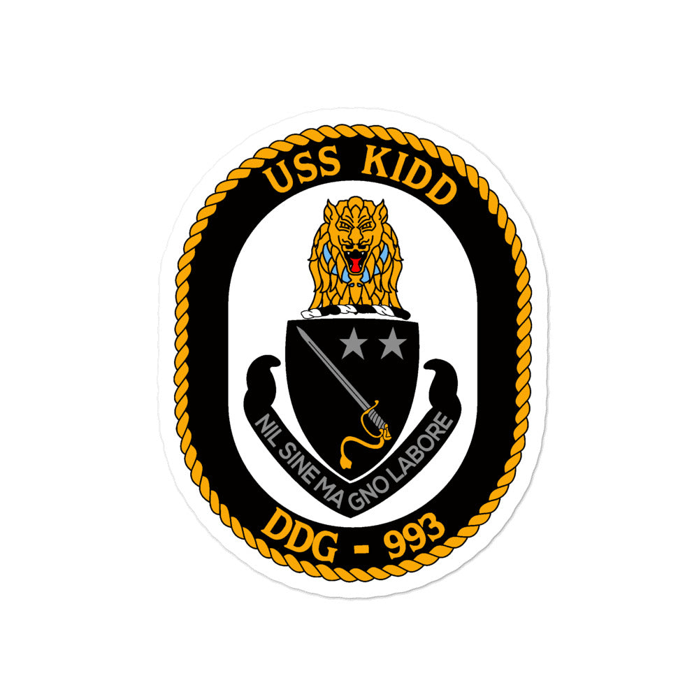 USS Kidd (DDG-993) Ship's Crest Vinyl Sticker