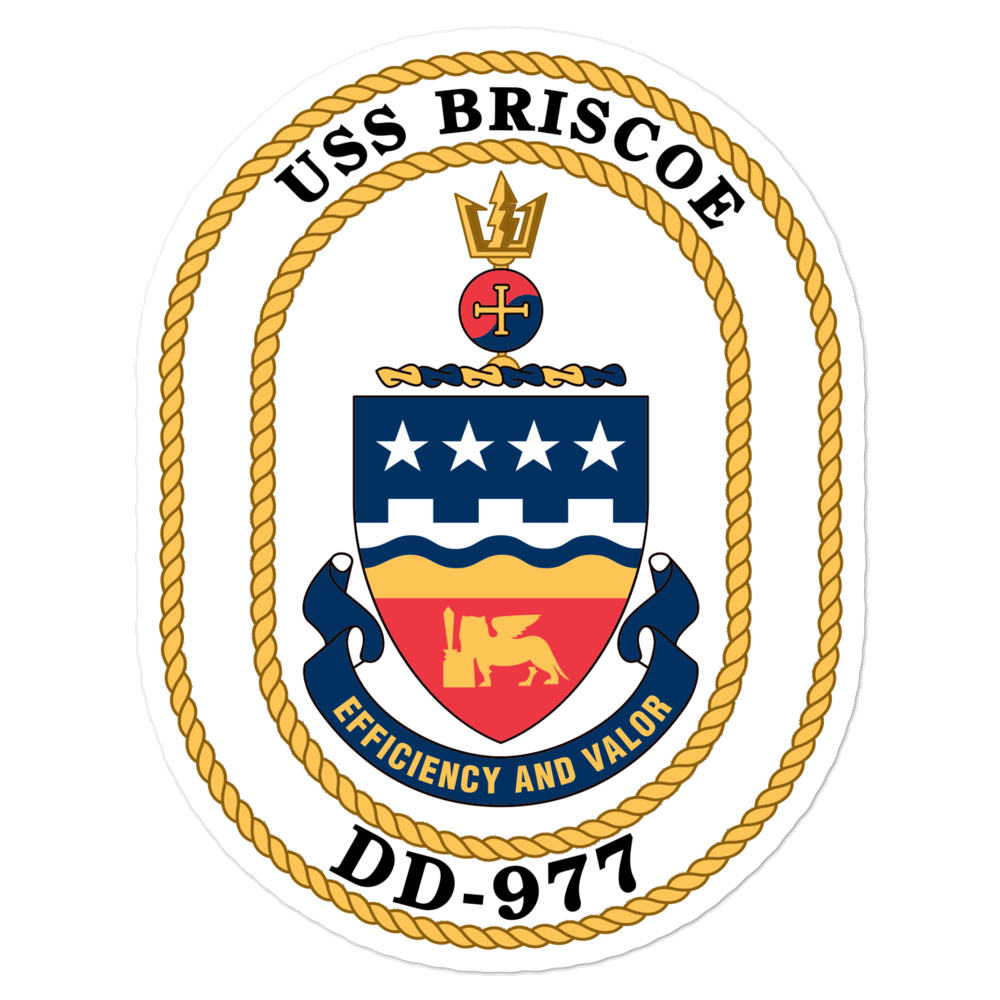 USS Briscoe (DD-977) Ship's Crest Vinyl Sticker