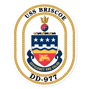 USS Briscoe (DD-977) Ship's Crest Vinyl Sticker