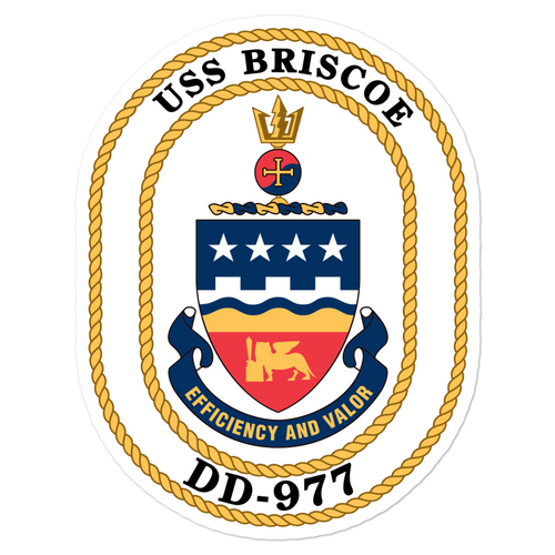 USS Briscoe (DD-977) Ship's Crest Vinyl Sticker