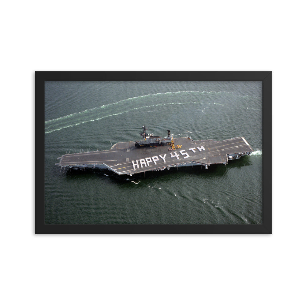 USS Midway (CV-41) Framed Ship Photo - Happy 45th