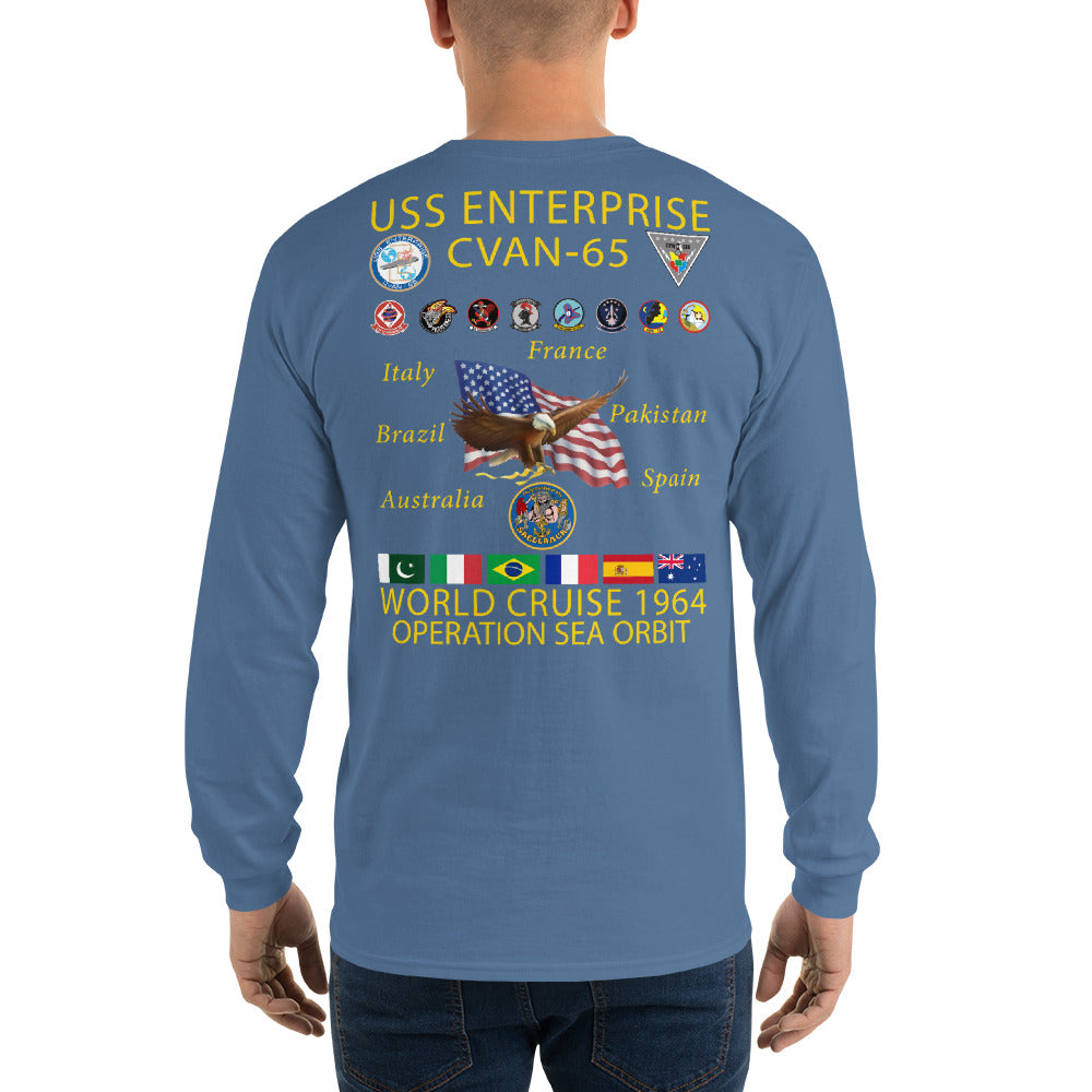 USS Enterprise (CVAN-65) 1964 Operation Sea Orbit Long Sleeve Cruise Shirt
