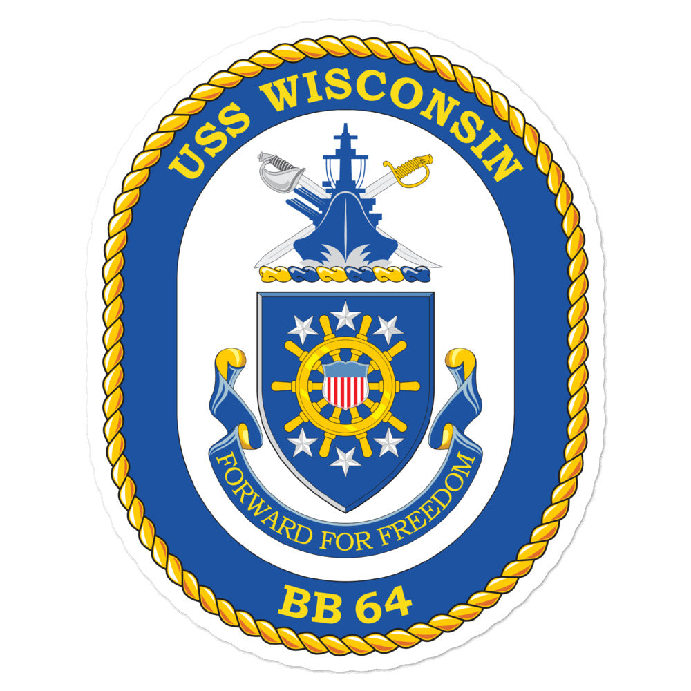 USS Wisconsin (BB-64) Ship's Crest Vinyl Sticker
