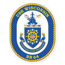 Load image into Gallery viewer, USS Wisconsin (BB-64) Ship&#39;s Crest Vinyl Sticker