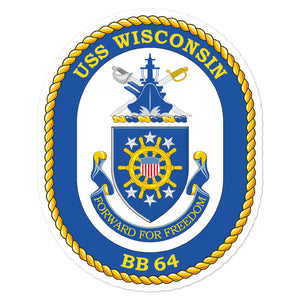USS Wisconsin (BB-64) Ship's Crest Vinyl Sticker