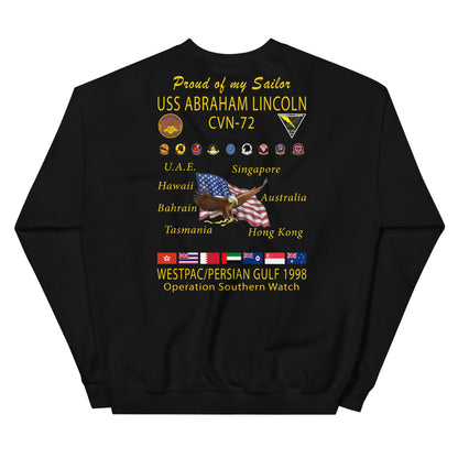 USS Abraham Lincoln (CVN-72) 1998 Cruise Sweatshirt - Family