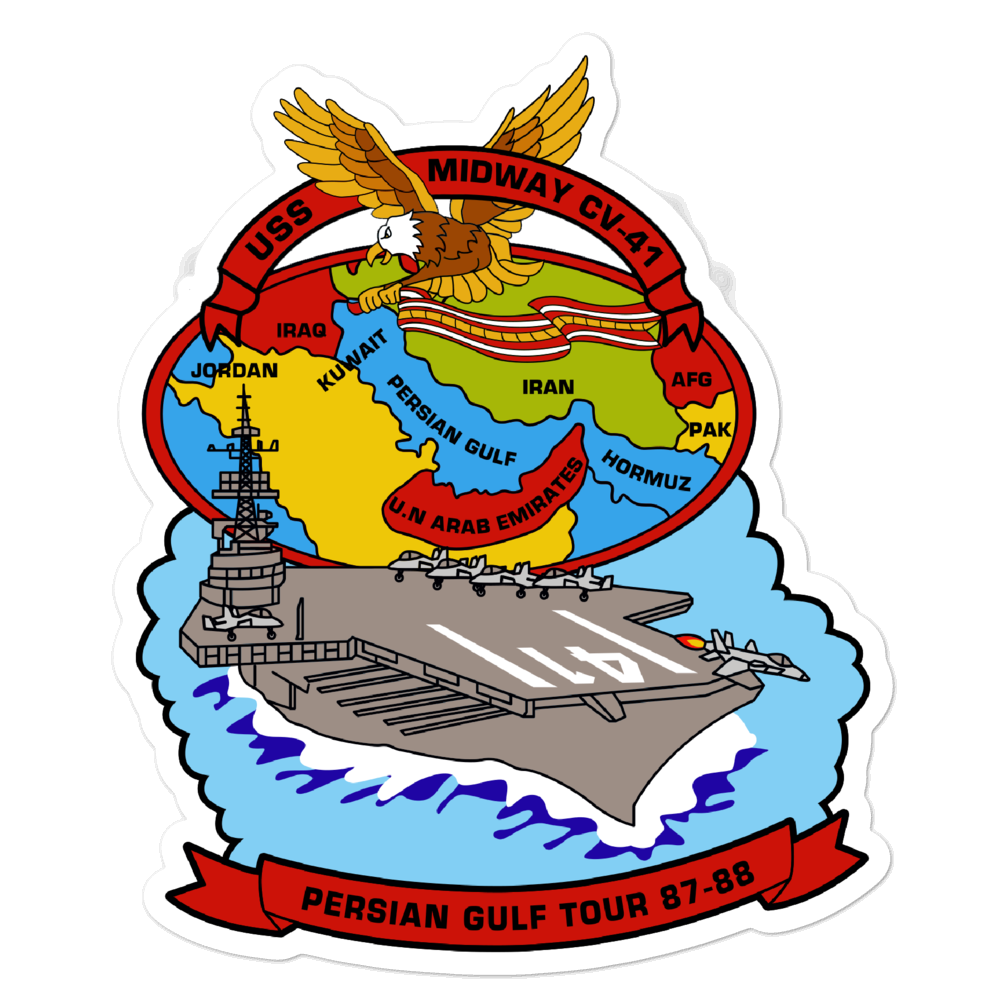 USS Midway (CV-41) Persian Gulf Tour 1987-88 Vinyl Sticker