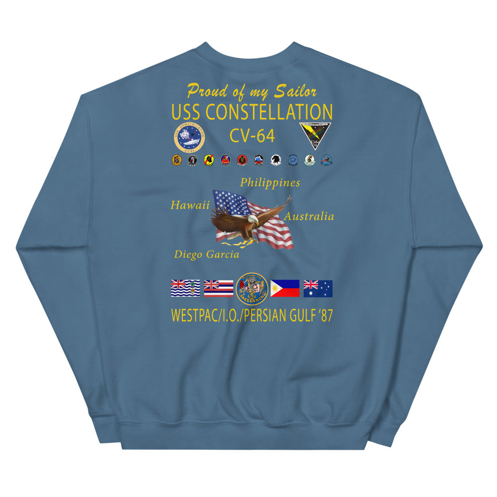 USS Constellation (CV-64) 1987 Cruise Sweatshirt - FAMILY
