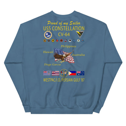 USS Constellation (CV-64) 1987 Cruise Sweatshirt - FAMILY