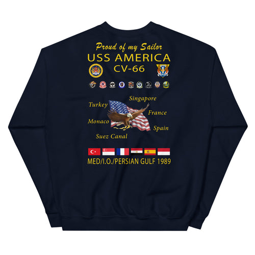 USS America (CV-66) 1989 Cruise Sweatshirt - FAMILY