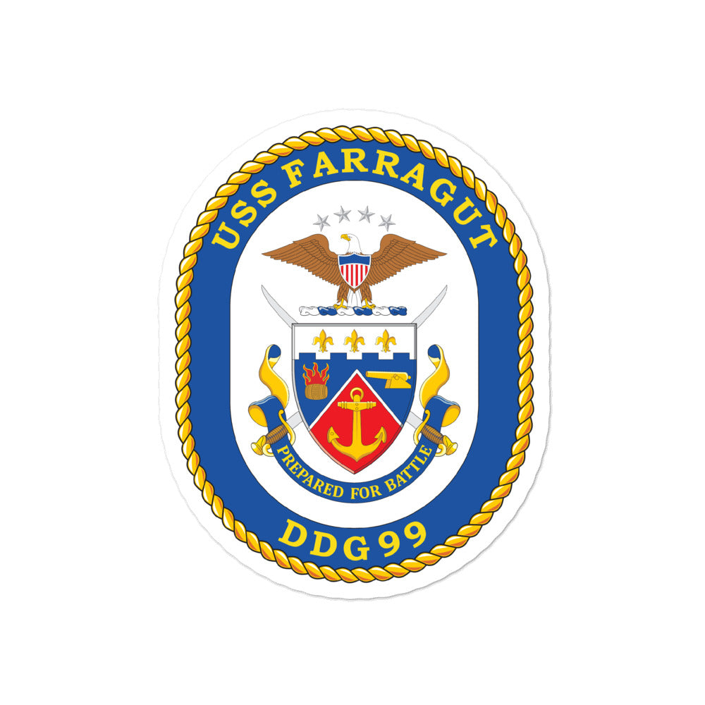USS Farragut (DDG-99) Ship's Crest Vinyl Sticker