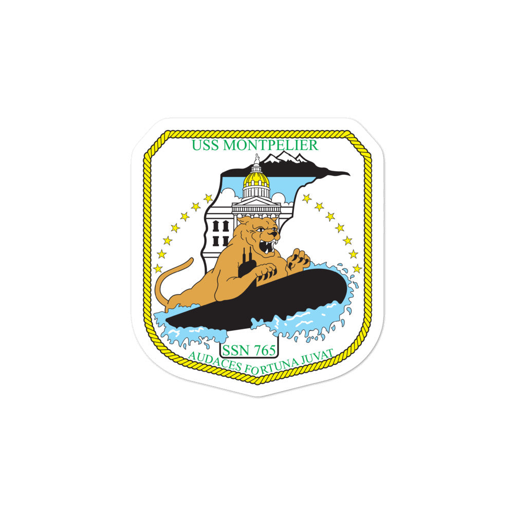 USS Montpelier (SSN-765) Ship's Crest Vinyl Sticker