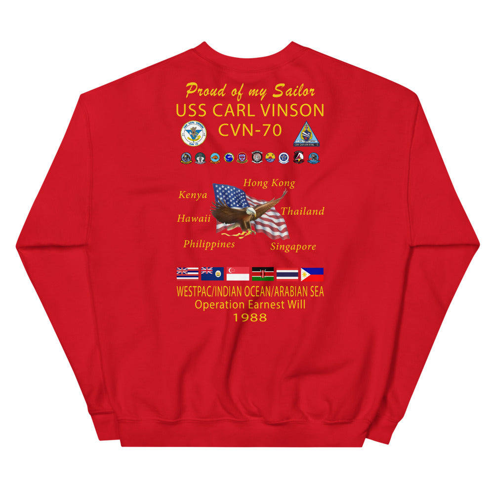 USS Carl Vinson (CVN-70) 1988 Cruise Sweatshirt - Family