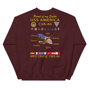 USS America (CVA-66) 1965-66 Cruise Sweatshirt - FAMILY