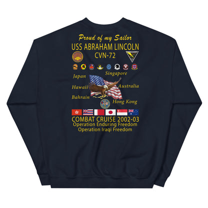 USS Abraham Lincoln (CVN-72) 2002-03 Cruise Sweatshirt - Family
