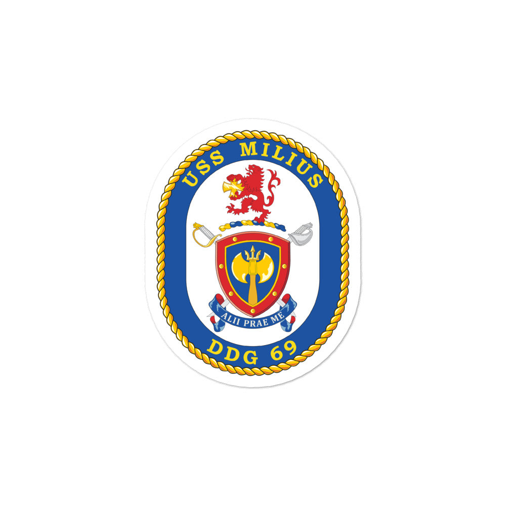 USS Milius (DDG-69) Ship's Crest Vinyl Sticker