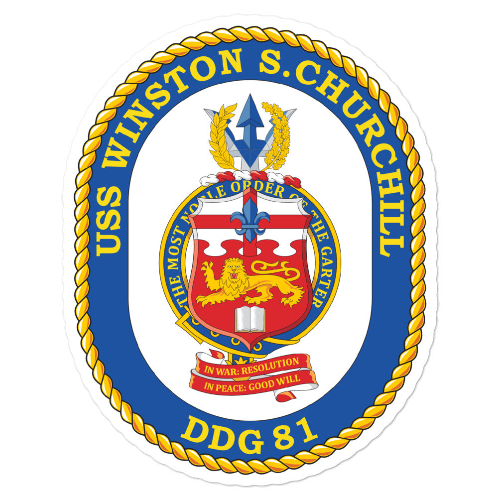 USS Winston S. Churchill (DDG-81) Ship's Crest Vinyl Sticker