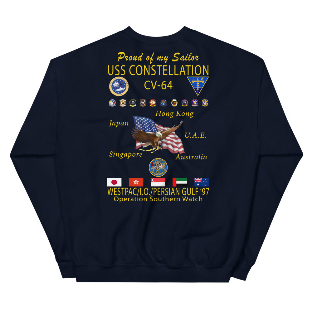 USS Constellation (CV-64) 1997 Cruise Sweatshirt - FAMILY
