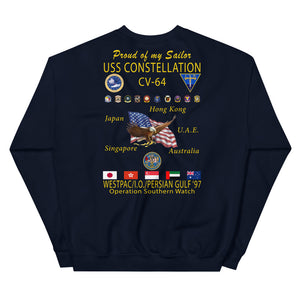 USS Constellation (CV-64) 1997 Cruise Sweatshirt - FAMILY