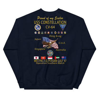 USS Constellation (CV-64) 1997 Cruise Sweatshirt - FAMILY