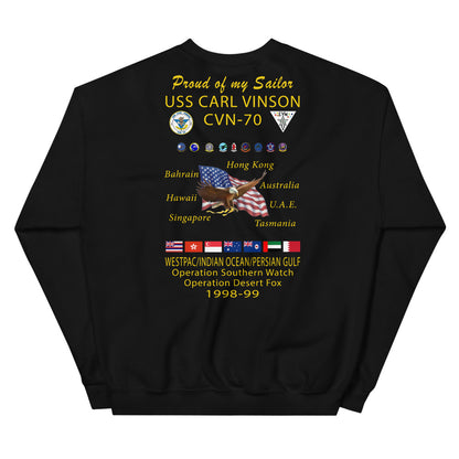 USS Carl Vinson (CVN-70) 1998-99 Cruise Sweatshirt - Family