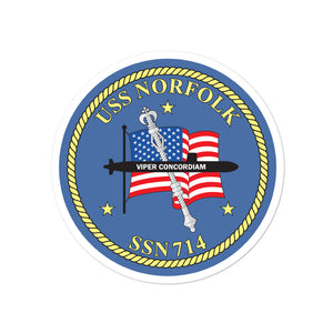 USS Norfolk (SSN-714) Ship's Crest Vinyl Sticker