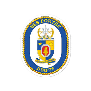 USS Porter (DDG-78) Ship's Crest Vinyl Sticker