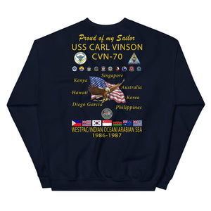 USS Carl Vinson (CVN-70) 1986-87 Cruise Sweatshirt - Family