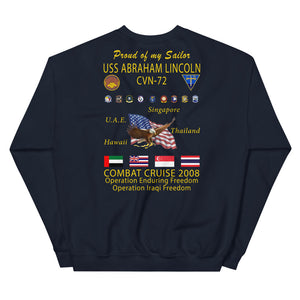 USS Abraham Lincoln (CVN-72) 2008 Cruise Sweatshirt - Family