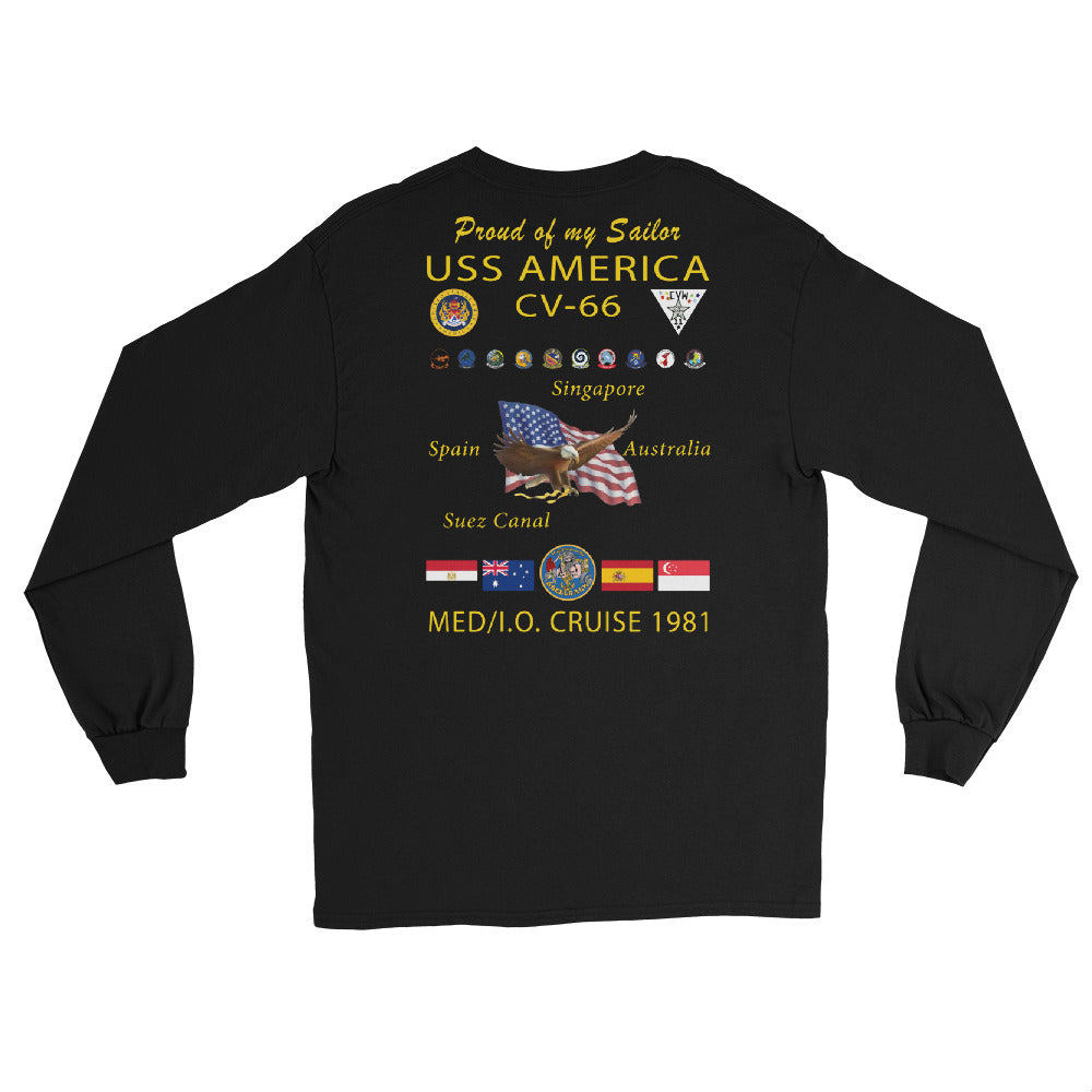 USS America (CV-66) 1981 Long Sleeve Cruise Shirt - FAMILY