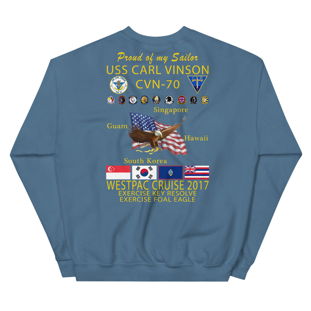 USS Carl Vinson (CVN-70) 2017 Cruise Sweatshirt - FAMILY