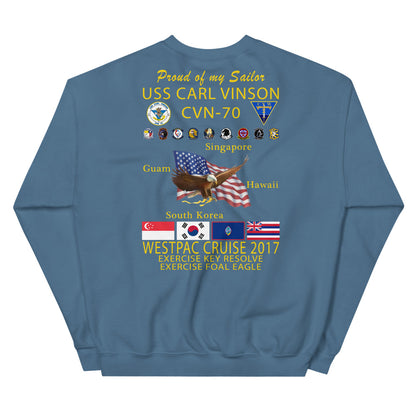 USS Carl Vinson (CVN-70) 2017 Cruise Sweatshirt - FAMILY