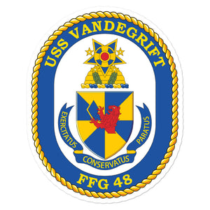 USS Vandergrift (FFG-48) Ship's Crest Vinyl Sticker