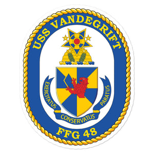 USS Vandergrift (FFG-48) Ship's Crest Vinyl Sticker