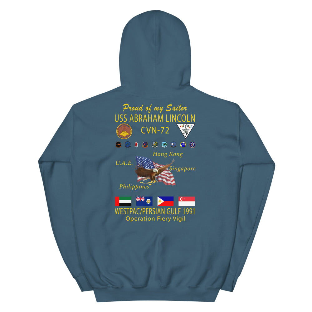 USS Abraham Lincoln (CVN-72) 1991 Cruise Hoodie - FAMILY