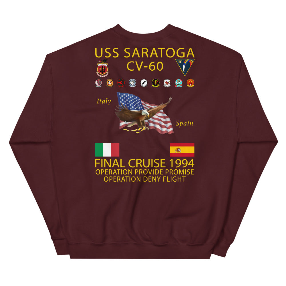USS Saratoga (CV-60) 1994 Cruise Sweatshirt