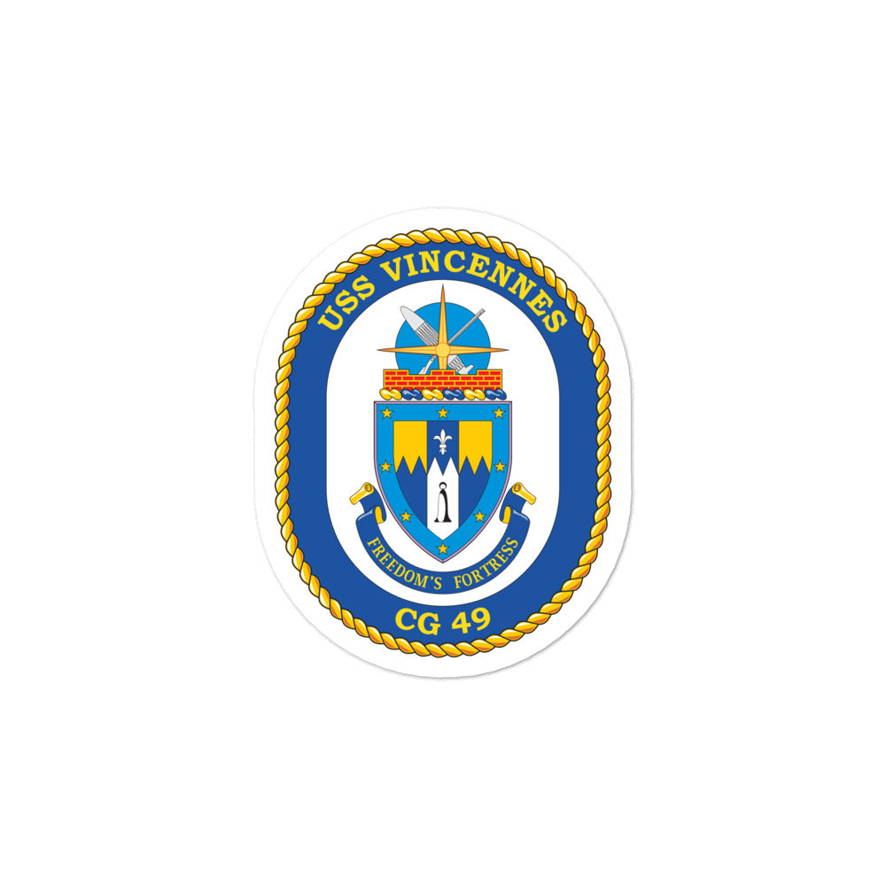 USS Vincennes (CG-49) Ship's Crest Vinyl Sticker