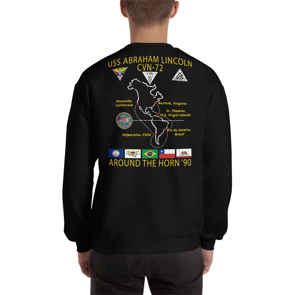 USS Abraham Lincoln (CVN-72) 1990 Around The Horn Cruise Sweatshirt