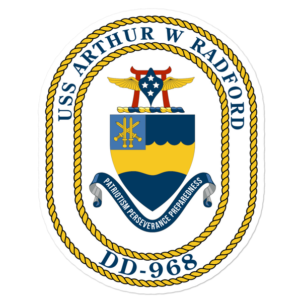 USS Arthur W. Radford (DD-968) Ship's Crest Vinyl Sticker